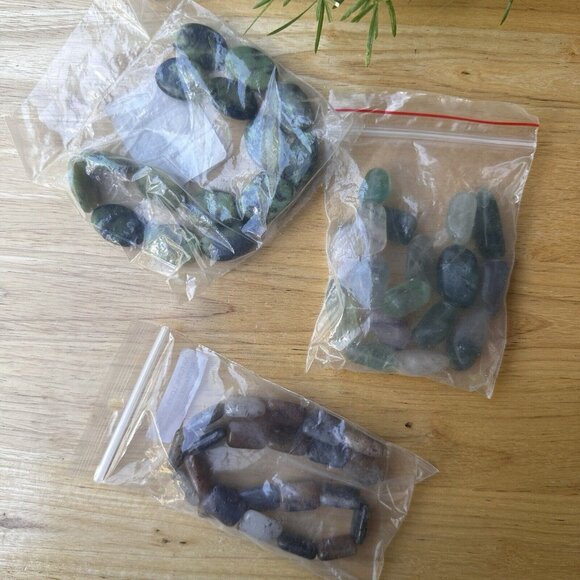 3 Bags Polished Chrysoprase Lodolite Flourite Gemstone Loose Beads Lapidary Art - Picture 4 of 10